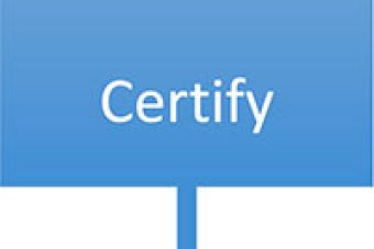 Blue box that says Certify with an arrow pointing down