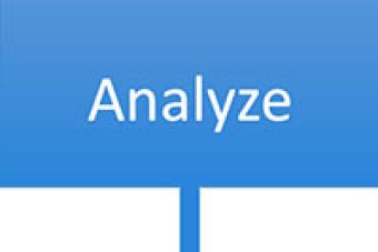 Blue box that says Analyze with an arrow pointing down
